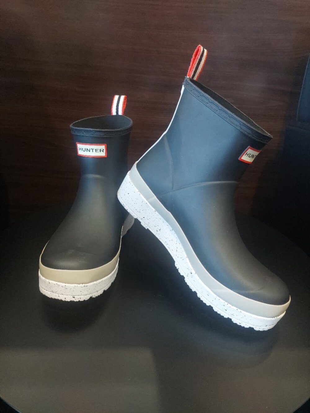 Hunter Women’s Play Short Rain Boots Black Speckled Sole Waterproof Size 8 EU 39 - Picture 4 of 5